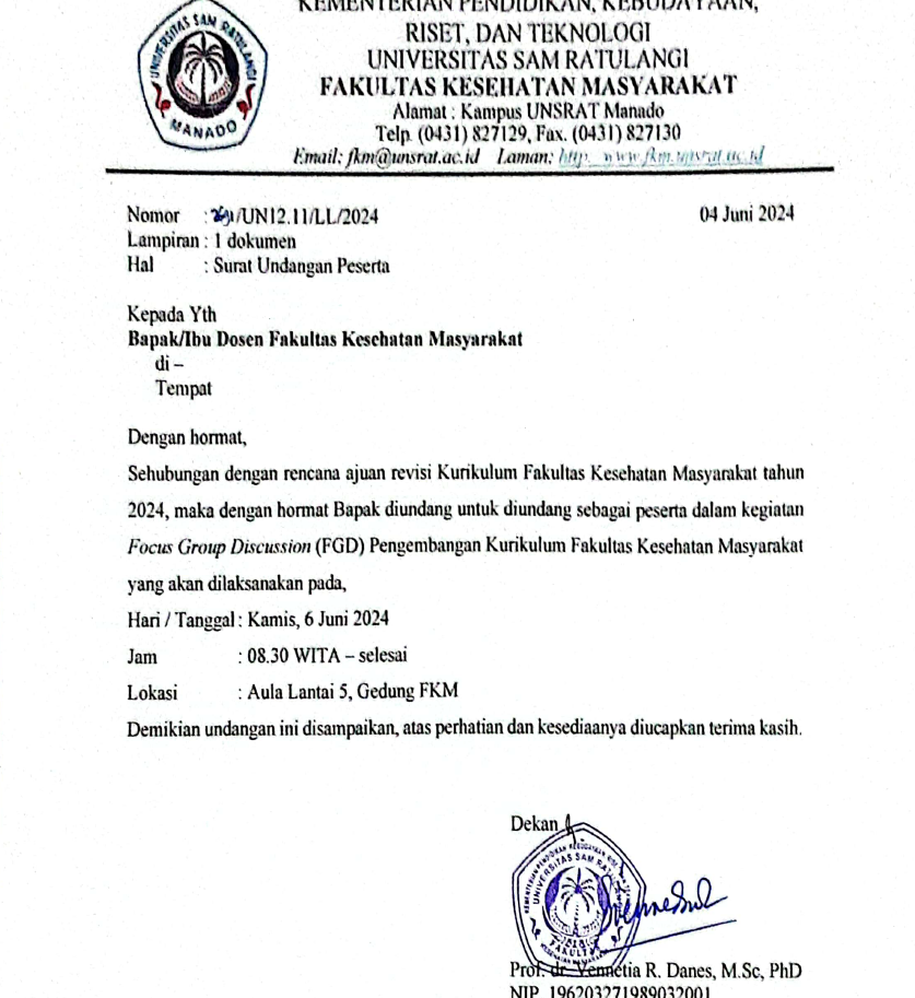 Undangan FGD Pengembangan Kurikulum FKM